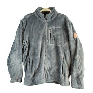 Free Country Mens XL Gray Sherpa Jacket Full Zip Up Fleece‎ Cozy Soft Oversize